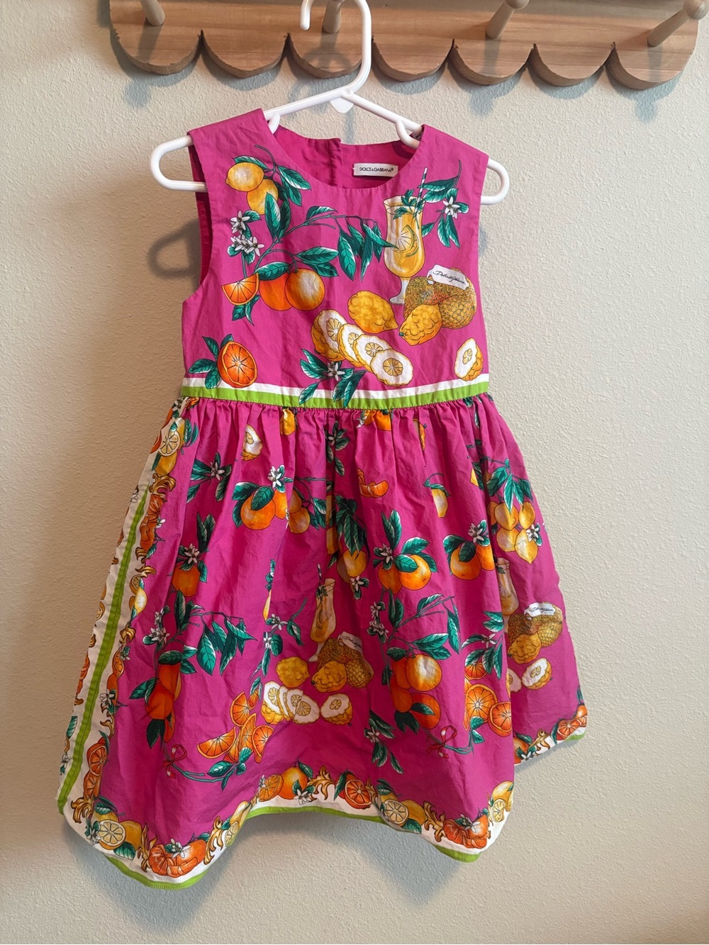 Dolce & Gabbana Hot Pink Citrus-Print Sleeveless Dress